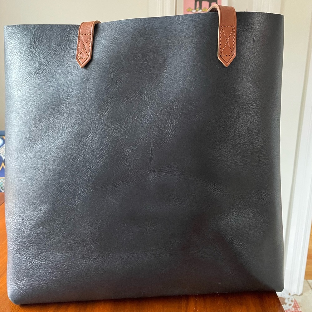 Black Leather Madewell Transport Tote